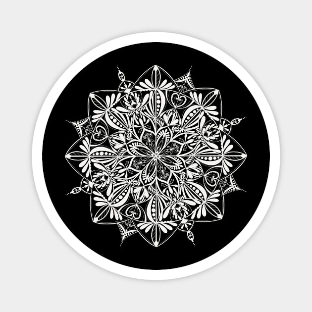 Mandala 1 - White Magnet by encikwolfe